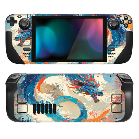 PlayVital Full Set Protective Skin Decal for Steam Deck LCD, Custom Stickers Vinyl Cover for Steam Deck OLED - Dragon's Elysium - SDTM095