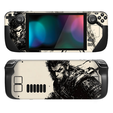 PlayVital Full Set Protective Skin Decal for Steam Deck LCD, Custom Stickers Viny Cover for Steam Deck OLED - Inkblade Wukong - SDTM108