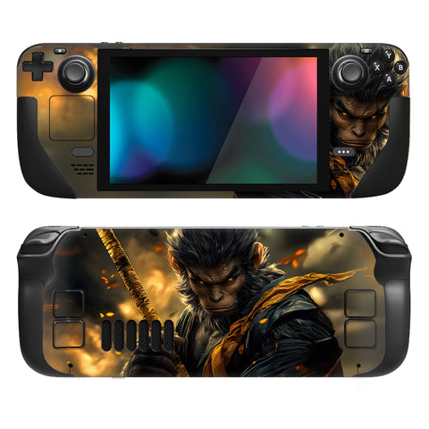 PlayVital Full Set Protective Skin Decal for Steam Deck LCD, Custom Stickers Viny Cover for Steam Deck OLED - Wasteland Wukong - SDTM105