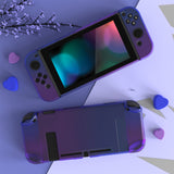 PlayVital Gradient Translucent Bluebell Cover for NS Switch Console, NS Joycon Handheld Controller Separable Protector Hard Shell, Customized Dockable Protective Case for NS Switch - NTP347V2