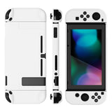 PlayVital White Cover for NS Switch Console, NS Joycon Handheld Controller Separable Protector Hard Shell, Customized Dockable Protective Case for NS Switch - NTP349