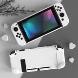 PlayVital White Cover for NS Switch Console, NS Joycon Handheld Controller Separable Protector Hard Shell, Customized Dockable Protective Case for NS Switch - NTP349