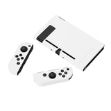 PlayVital White Cover for NS Switch Console, NS Joycon Handheld Controller Separable Protector Hard Shell, Customized Dockable Protective Case for NS Switch - NTP349