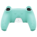 PlayVital Cute Bear Controller Silicone Case for ps5, Kawaii Controller Cover Compatible with Charging Station, Gamepad Skin Protector for ps5 with Touch Pad Sticker & Thumb Grips - Green & Red - UYBPFP004