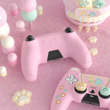 PlayVital Cute Bear Controller Silicone Case for ps5, Kawaii Controller Cover Compatible with Charging Station, Gamepad Skin Protector for ps5 with Touch Pad Sticker & Thumb Grips - Pink & Yellow - UYBPFP002