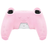 PlayVital Cute Bear Controller Silicone Case for ps5, Kawaii Controller Cover Compatible with Charging Station, Gamepad Skin Protector for ps5 with Touch Pad Sticker & Thumb Grips - Pink & Yellow - UYBPFP002