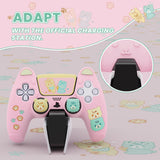 PlayVital Cute Bear Controller Silicone Case for ps5, Kawaii Controller Cover Compatible with Charging Station, Gamepad Skin Protector for ps5 with Touch Pad Sticker & Thumb Grips - Pink & Yellow - UYBPFP002