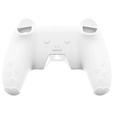 PlayVital Cute Bear Controller Silicone Case for ps5, Kawaii Controller Cover Compatible with Charging Station, Gamepad Skin Protector for ps5 with Touch Pad Sticker & Thumb Grips - White & Pink - UYBPFP003