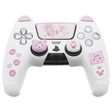 PlayVital Cute Bear Controller Silicone Case for ps5, Kawaii Controller Cover Compatible with Charging Station, Gamepad Skin Protector for ps5 with Touch Pad Sticker & Thumb Grips - White & Pink - UYBPFP003