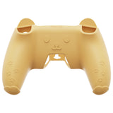 PlayVital Cute Bear Controller Silicone Case for ps5, Kawaii Controller Cover Compatible with Charging Station, Gamepad Skin Protector for ps5 with Touch Pad Sticker & Thumb Grips - Yellow & Brown - UYBPFP001