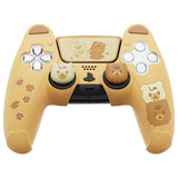 PlayVital Cute Bear Controller Silicone Case for ps5, Kawaii Controller Cover Compatible with Charging Station, Gamepad Skin Protector for ps5 with Touch Pad Sticker & Thumb Grips - Yellow & Brown - UYBPFP001