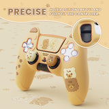 PlayVital Cute Bear Controller Silicone Case for ps5, Kawaii Controller Cover Compatible with Charging Station, Gamepad Skin Protector for ps5 with Touch Pad Sticker & Thumb Grips - Yellow & Brown - UYBPFP001