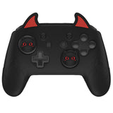 PlayVital Cute Demon Silicone Grip Cover for Nintendo Switch Pro Controller, Anti-Slip Protective Skin with Joystick Caps and Stickers Compatible with Nintendo Switch Pro - Black - AMDNPP005