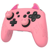 PlayVital Cute Demon Silicone Grip Cover for Nintendo Switch Pro Controller, Anti-Slip Protective Skin with Joystick Caps and Stickers Compatible with Nintendo Switch Pro - Pink - AMDNPP004