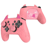 PlayVital Cute Demon Silicone Grip Cover for Nintendo Switch Pro Controller, Anti-Slip Protective Skin with Joystick Caps and Stickers Compatible with Nintendo Switch Pro - Pink - AMDNPP004