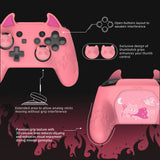 PlayVital Cute Demon Silicone Grip Cover for Nintendo Switch Pro Controller, Anti-Slip Protective Skin with Joystick Caps and Stickers Compatible with Nintendo Switch Pro - Pink - AMDNPP004