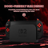 PlayVital Cute Demon Protective Shell for Nintendo Switch 2, Kawaii Anti-Slip Silicone Grip Cover +  Dockable Hard Case for Nintendo Switch 2 with Thumb Grips & Sticker, Shockproof - Black - EVGNTP001