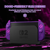PlayVital Cute Demon Protective Shell for Nintendo Switch 2, Kawaii Anti-Slip Silicone Grip Cover +  Dockable Hard Case for Nintendo Switch 2 with Thumb Grips & Sticker, Shockproof - Purple - EVGNTP002