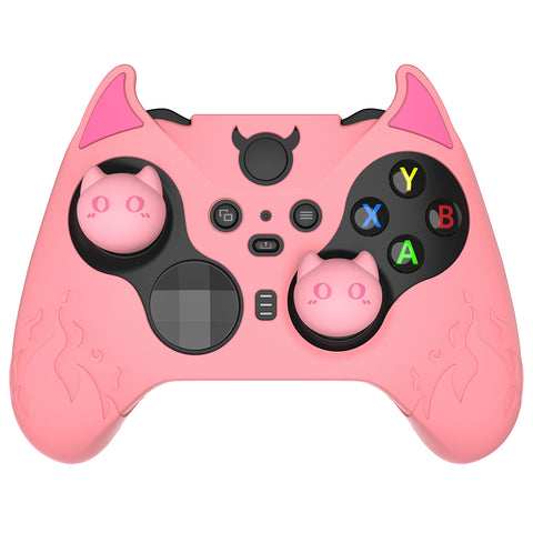 PlayVital Cute Demon Silicone Case Cover for Xbox Elite Wireless Controller Series 2, Kawaii Anti-Slip Shockproof Controller Skin Grip for Xbox Elite Series 2 Core with Thumb Grip Caps - Pink - UQNE2P005