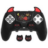 PlayVital Cute Demon Silicone Case for ps5 Edge Controller, Kawaii Controller Cover Skin Gamepad Protector for ps5 Edge Accessories with Touch Pad Sticker & Thumb Grip Caps - Black - MWKEGP001