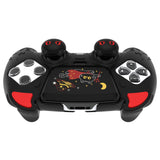 PlayVital Cute Demon Silicone Case for ps5 Edge Controller, Kawaii Controller Cover Skin Gamepad Protector for ps5 Edge Accessories with Touch Pad Sticker & Thumb Grip Caps - Black - MWKEGP001