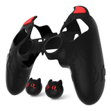 PlayVital Cute Demon Silicone Case for ps5 Edge Controller, Kawaii Controller Cover Skin Gamepad Protector for ps5 Edge Accessories with Touch Pad Sticker & Thumb Grip Caps - Black - MWKEGP001