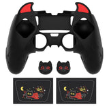 PlayVital Cute Demon Silicone Case for ps5 Edge Controller, Kawaii Controller Cover Skin Gamepad Protector for ps5 Edge Accessories with Touch Pad Sticker & Thumb Grip Caps - Black - MWKEGP001