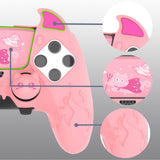 PlayVital Cute Demon Silicone Case for ps5 Edge Controller, Kawaii Controller Cover Skin Gamepad Protector for ps5 Edge Accessories with Touch Pad Sticker & Thumb Grip Caps - Pink - MWKEGP003