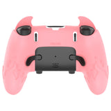 PlayVital Cute Demon Silicone Case for ps5 Edge Controller, Kawaii Controller Cover Skin Gamepad Protector for ps5 Edge Accessories with Touch Pad Sticker & Thumb Grip Caps - Pink - MWKEGP003