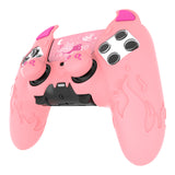 PlayVital Cute Demon Silicone Case for ps5 Edge Controller, Kawaii Controller Cover Skin Gamepad Protector for ps5 Edge Accessories with Touch Pad Sticker & Thumb Grip Caps - Pink - MWKEGP003