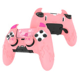 PlayVital Cute Demon Silicone Case for ps5 Edge Controller, Kawaii Controller Cover Skin Gamepad Protector for ps5 Edge Accessories with Touch Pad Sticker & Thumb Grip Caps - Pink - MWKEGP003