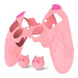 PlayVital Cute Demon Silicone Case for ps5 Edge Controller, Kawaii Controller Cover Skin Gamepad Protector for ps5 Edge Accessories with Touch Pad Sticker & Thumb Grip Caps - Pink - MWKEGP003