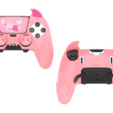 PlayVital Cute Demon Silicone Case for ps5 Edge Controller, Kawaii Controller Cover Skin Gamepad Protector for ps5 Edge Accessories with Touch Pad Sticker & Thumb Grip Caps - Pink - MWKEGP003