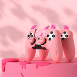 PlayVital Cute Demon Silicone Case for ps5 Edge Controller, Kawaii Controller Cover Skin Gamepad Protector for ps5 Edge Accessories with Touch Pad Sticker & Thumb Grip Caps - Pink - MWKEGP003