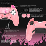 PlayVital Cute Demon Silicone Case for ps5 Edge Controller, Kawaii Controller Cover Skin Gamepad Protector for ps5 Edge Accessories with Touch Pad Sticker & Thumb Grip Caps - Pink - MWKEGP003