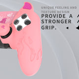 PlayVital Cute Demon Silicone Case for ps5 Edge Controller, Kawaii Controller Cover Skin Gamepad Protector for ps5 Edge Accessories with Touch Pad Sticker & Thumb Grip Caps - Pink - MWKEGP003
