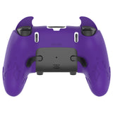 PlayVital Cute Demon Silicone Case for ps5 Edge Controller, Kawaii Controller Cover Skin Gamepad Protector for ps5 Edge Accessories with Touch Pad Sticker & Thumb Grip Caps - Purple - MWKEGP002
