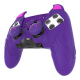 PlayVital Cute Demon Silicone Case for ps5 Edge Controller, Kawaii Controller Cover Skin Gamepad Protector for ps5 Edge Accessories with Touch Pad Sticker & Thumb Grip Caps - Purple - MWKEGP002
