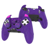 PlayVital Cute Demon Silicone Case for ps5 Edge Controller, Kawaii Controller Cover Skin Gamepad Protector for ps5 Edge Accessories with Touch Pad Sticker & Thumb Grip Caps - Purple - MWKEGP002