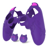 PlayVital Cute Demon Silicone Case for ps5 Edge Controller, Kawaii Controller Cover Skin Gamepad Protector for ps5 Edge Accessories with Touch Pad Sticker & Thumb Grip Caps - Purple - MWKEGP002