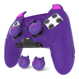 PlayVital Cute Demon Silicone Case for ps5 Edge Controller, Kawaii Controller Cover Skin Gamepad Protector for ps5 Edge Accessories with Touch Pad Sticker & Thumb Grip Caps - Purple - MWKEGP002