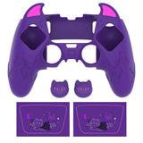 PlayVital Cute Demon Silicone Case for ps5 Edge Controller, Kawaii Controller Cover Skin Gamepad Protector for ps5 Edge Accessories with Touch Pad Sticker & Thumb Grip Caps - Purple - MWKEGP002