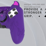 PlayVital Cute Demon Silicone Case for ps5 Edge Controller, Kawaii Controller Cover Skin Gamepad Protector for ps5 Edge Accessories with Touch Pad Sticker & Thumb Grip Caps - Purple - MWKEGP002