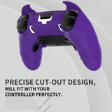 PlayVital Cute Demon Silicone Case for ps5 Edge Controller, Kawaii Controller Cover Skin Gamepad Protector for ps5 Edge Accessories with Touch Pad Sticker & Thumb Grip Caps - Purple - MWKEGP002