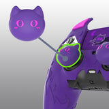 PlayVital Cute Demon Silicone Case for ps5 Edge Controller, Kawaii Controller Cover Skin Gamepad Protector for ps5 Edge Accessories with Touch Pad Sticker & Thumb Grip Caps - Purple - MWKEGP002