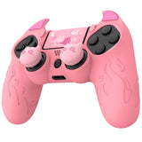 PlayVital Cute Demon Controller Skin for PS4 with Thumb Grips & Stickers, Kawaii Anti-Slip Silicone Controller Cover Grip Protector for PS4 Slim/Pro Controller - Pink - BRJP4P003