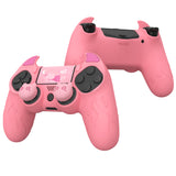 PlayVital Cute Demon Controller Skin for PS4 with Thumb Grips & Stickers, Kawaii Anti-Slip Silicone Controller Cover Grip Protector for PS4 Slim/Pro Controller - Pink - BRJP4P003