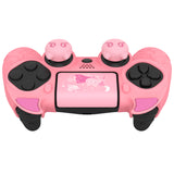 PlayVital Cute Demon Controller Skin for PS4 with Thumb Grips & Stickers, Kawaii Anti-Slip Silicone Controller Cover Grip Protector for PS4 Slim/Pro Controller - Pink - BRJP4P003