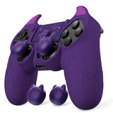 PlayVital Cute Demon Controller Skin for PS4 with Thumb Grips & Stickers, Kawaii Anti-Slip Silicone Controller Cover Grip Protector for PS4 Slim/Pro Controller - Purple - BRJP4P002