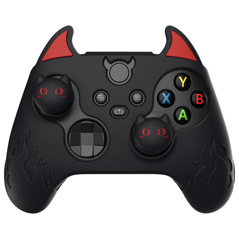 PlayVital Cute Demon Silicone Cover with Thumb Grip Caps for Xbox Series X/S Controller & Xbox Core Wireless Controller - Black - PUKX3P001